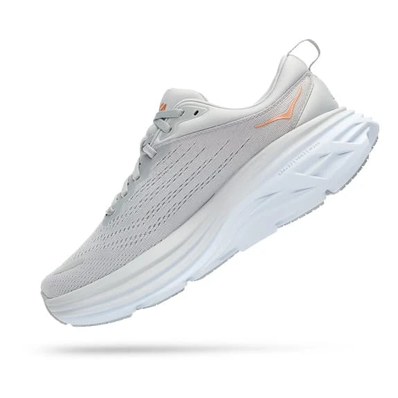 Chaussures HOKA Bondi 8 Gris Blanc Orange Femme 6 Chaussures HOKA Bondi 8 Gris Blanc Orange Femme – Image 4