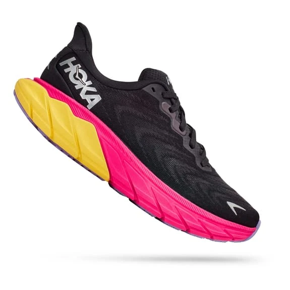 Chaussures HOKA Arahi 6 Noir Fuchsia Jaune Femme 3 Chaussures HOKA Arahi 6 Noir Fuchsia Jaune Femme