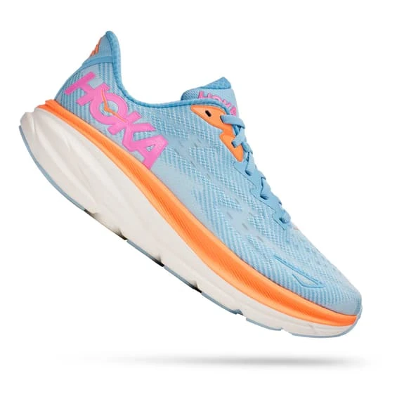 Chaussures HOKA Clifton 9 Bleu Clair Orange Rose Femme 3 Chaussures HOKA Clifton 9 Bleu Clair Orange Rose Femme