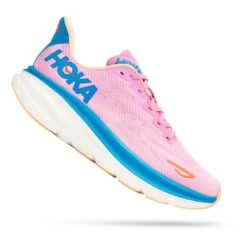 Chaussures HOKA Clifton 9 Rose Chewing-gum Bleu Foncé Orange Femme